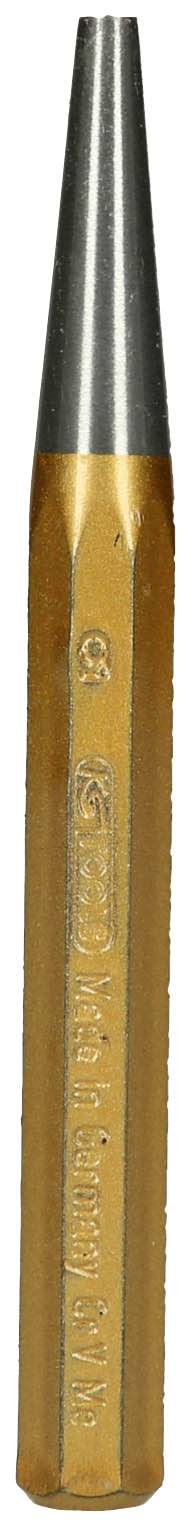 Ein goldener Metallstift mit einem spitzen Ende.