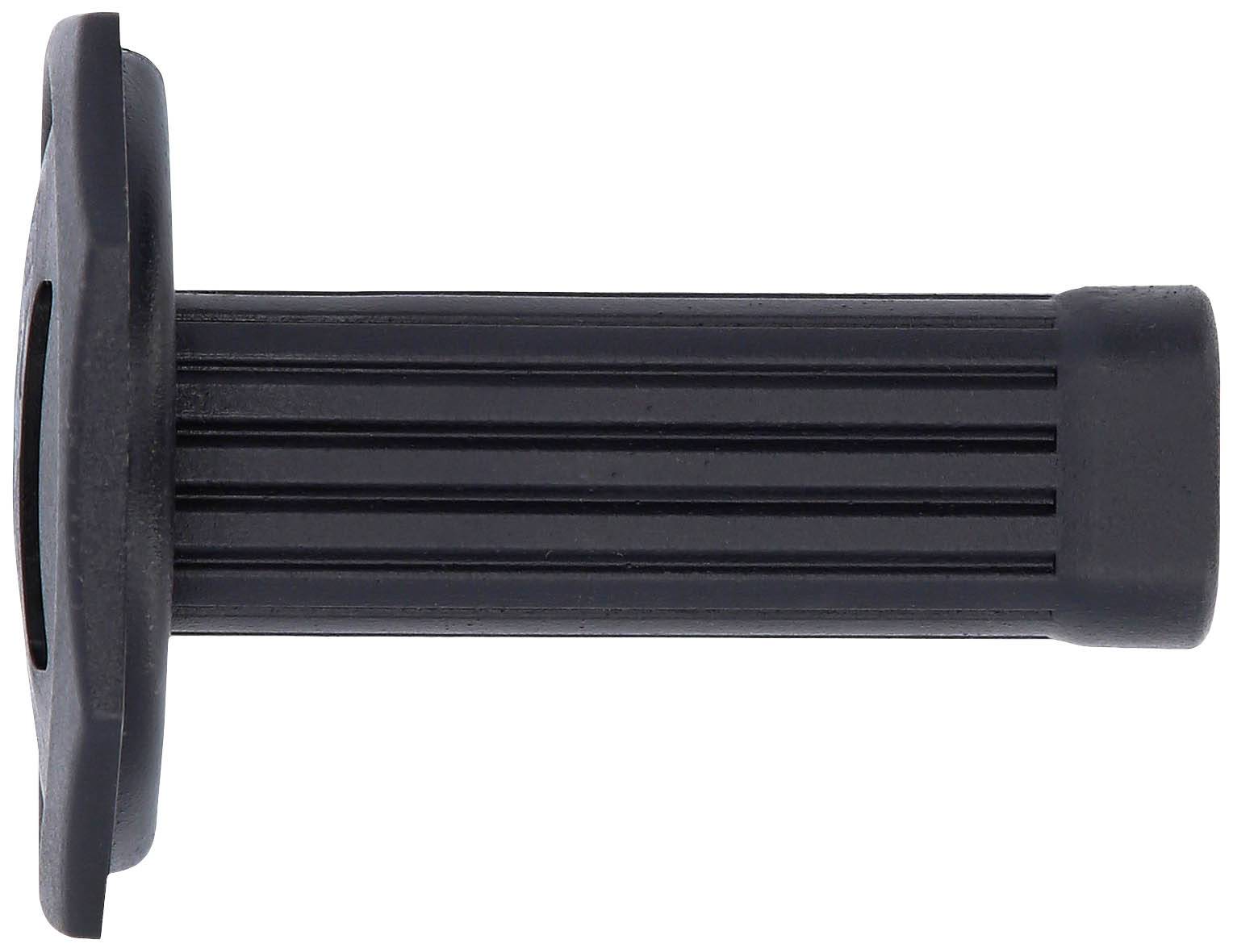 Schwarzer, gerippter Griff, möglicherweise ein Griff für ein Werkzeug oder Fahrzeug.
