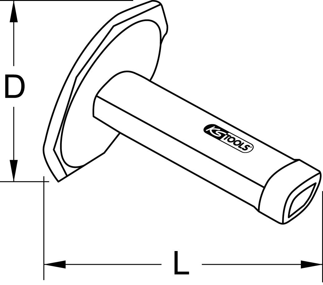 Werkzeug mit langem Griff und großem flachem Kopf, markiert mit 'KS Tools'.