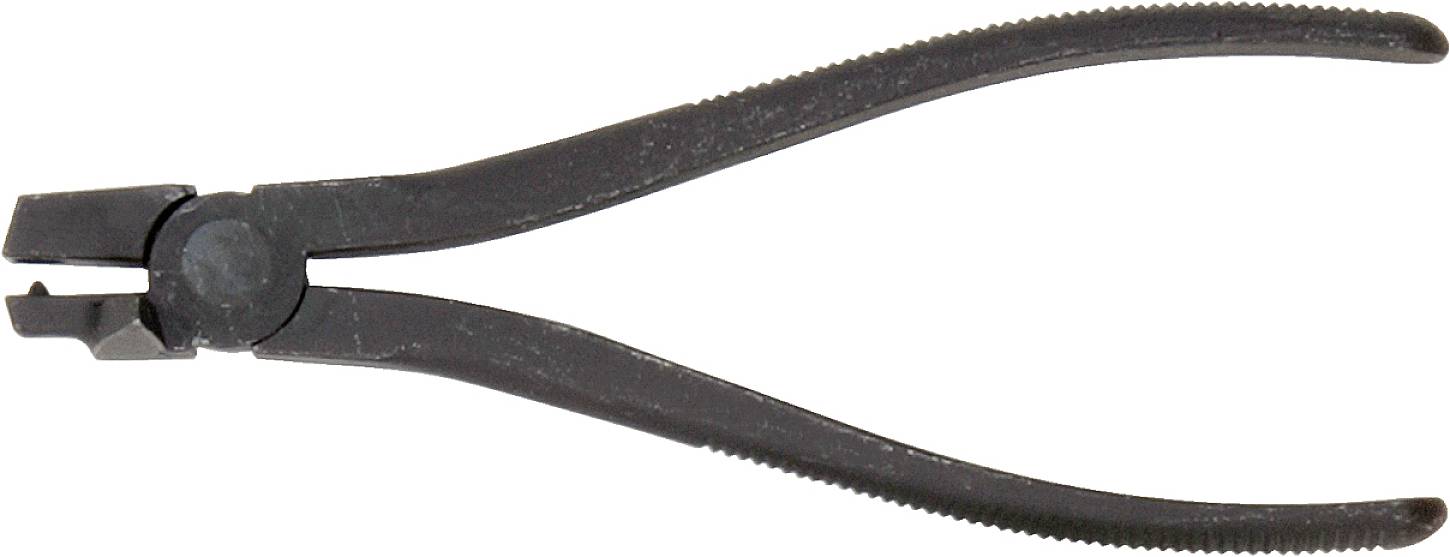 Schwarze Kneifzange mit geraden Griffen auf weißem Hintergrund, verwendet zum Schneiden und Halten von Drähten oder kleinen Objekten.