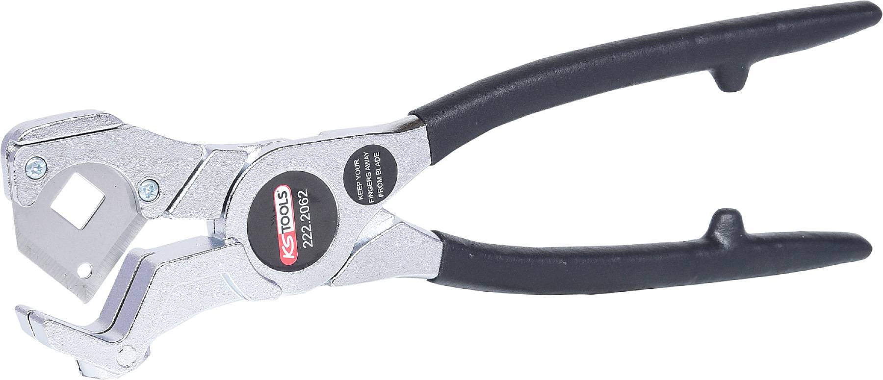 Zange mit schwarzem Griff und silbernem Kopf, spezialisiert für das Biegen oder Formen von Metall. Markenlogo auf dem Gelenk sichtbar.