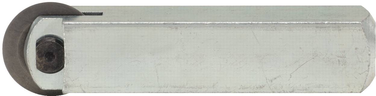 Ein Metallwerkzeug mit abgewinkelter Klinge, vermutlich ein Schneidwerkzeug, auf weißem Hintergrund.