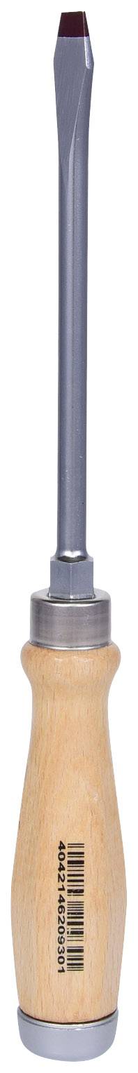 Ein Kreuzschlitz-Schraubendreher mit einem Holzgriff und einer langen Metallklinge, geeignet für das Eindrehen von Schrauben.