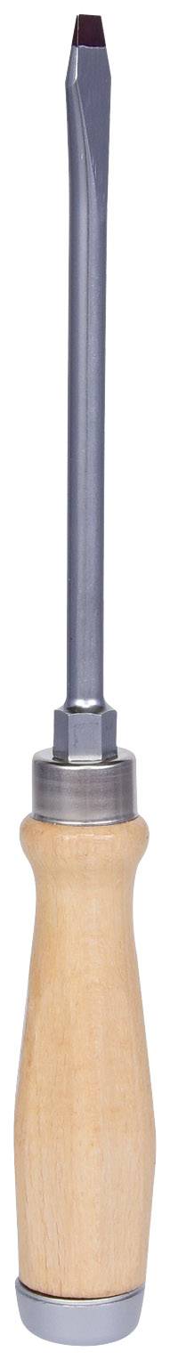 Schraubendreher mit Holzgriff und Metallklinge, typisch für handwerkliche Arbeiten und Reparaturen.