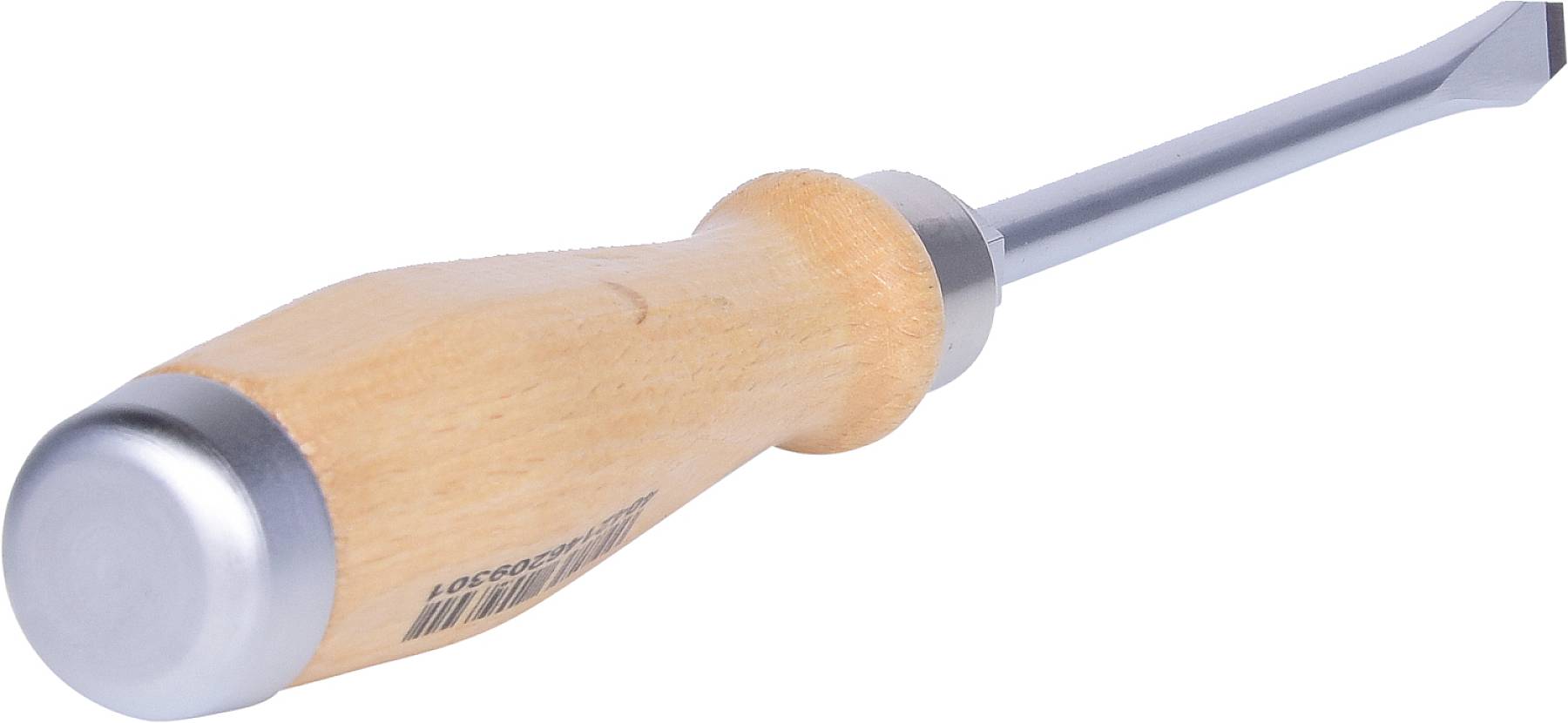 Holzgriffmeißel mit Metallklinge, seitliche Ansicht.