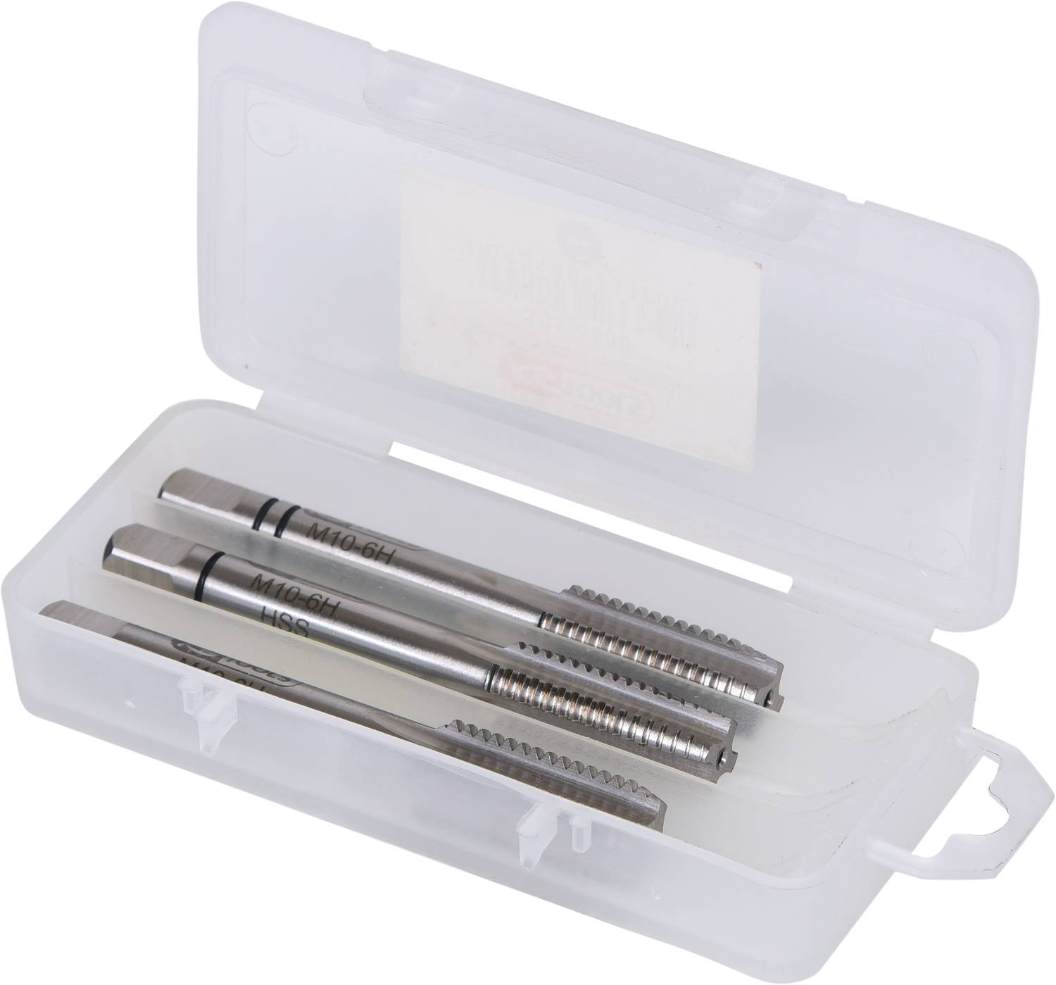 Drei silberne, metallene Stifte mit geriffelten Griffen liegen in einer transparenten Kunststoffbox.