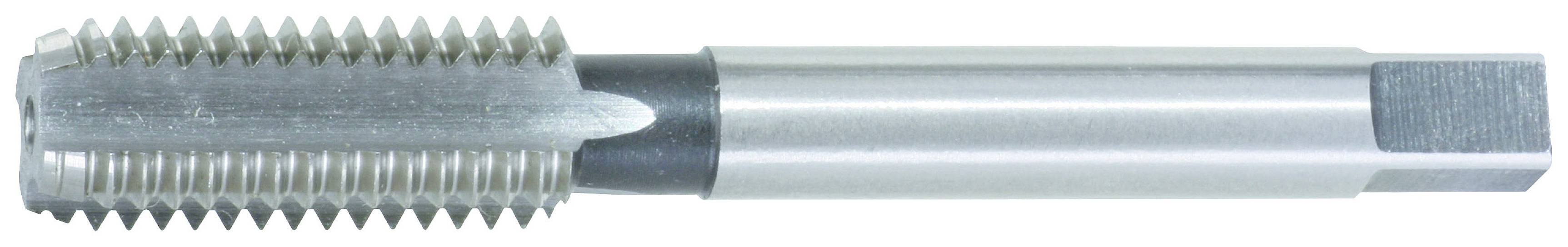 Metallschneidwerkzeug, das als Gewindebohrer dient. Es hat scharfe Schneidzähne und einen zylindrischen Schaft.