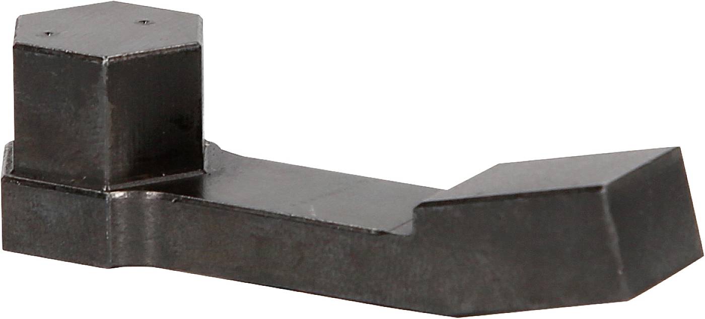 Ein Metallteil mit einem sechseckigen und einem abgeschrägten Ende, verwendet in technischen Anwendungen.