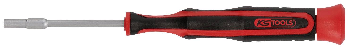 Ein Schraubendreher mit rotem und schwarzem Griff und silberner Spitze, von der Marke 'KS Tools'.