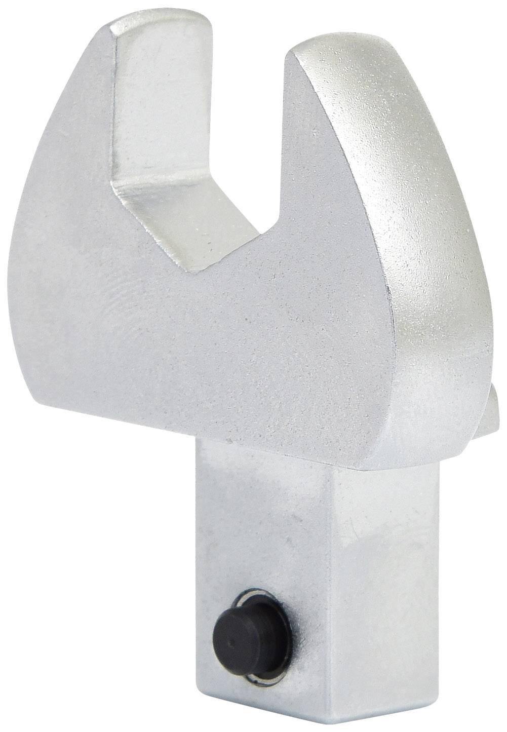 Silberfarbene Hakenhalterung mit rechteckiger Basis, vermutlich aus Metall. Verfügt über eine Kerbe zum Einhängen oder Befestigen.