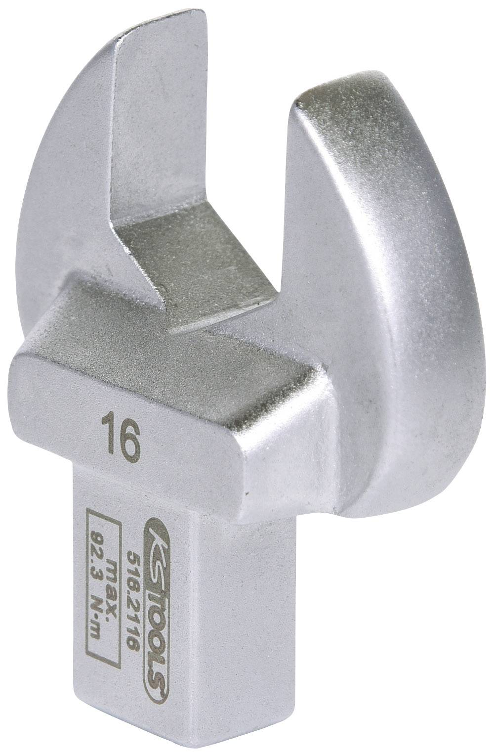 Schraubenschlüssel-Kopf aus Metall mit der Gravur '16', geeignet für Arbeiten mit einem maximalen Drehmoment von 92,3 Nm.