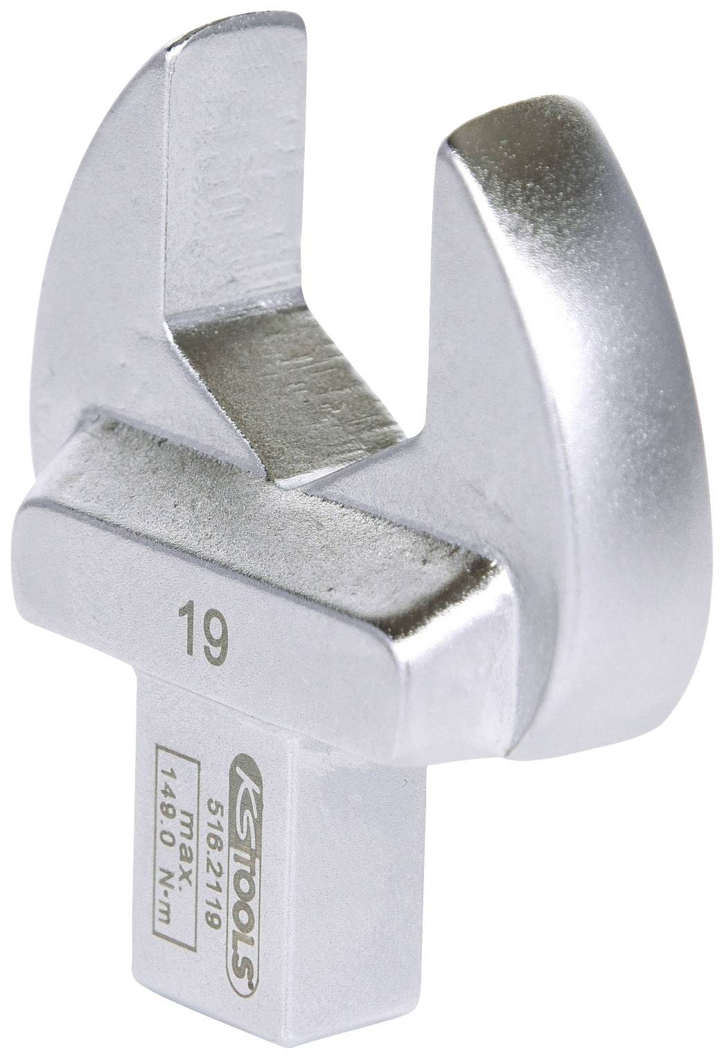 Ein Maulschlüsselkopf aus Metall mit der Aufschrift 'KS Tools', Nummer 19 eingraviert, maximales Drehmoment von 1400 Nm.