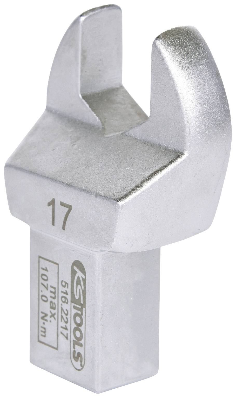 Metallischer Maulschlüsselaufsatz mit der Zahl '17' eingraviert. Das Werkzeug ist von der Marke KS Tools und für 107,0 Nm geeignet.