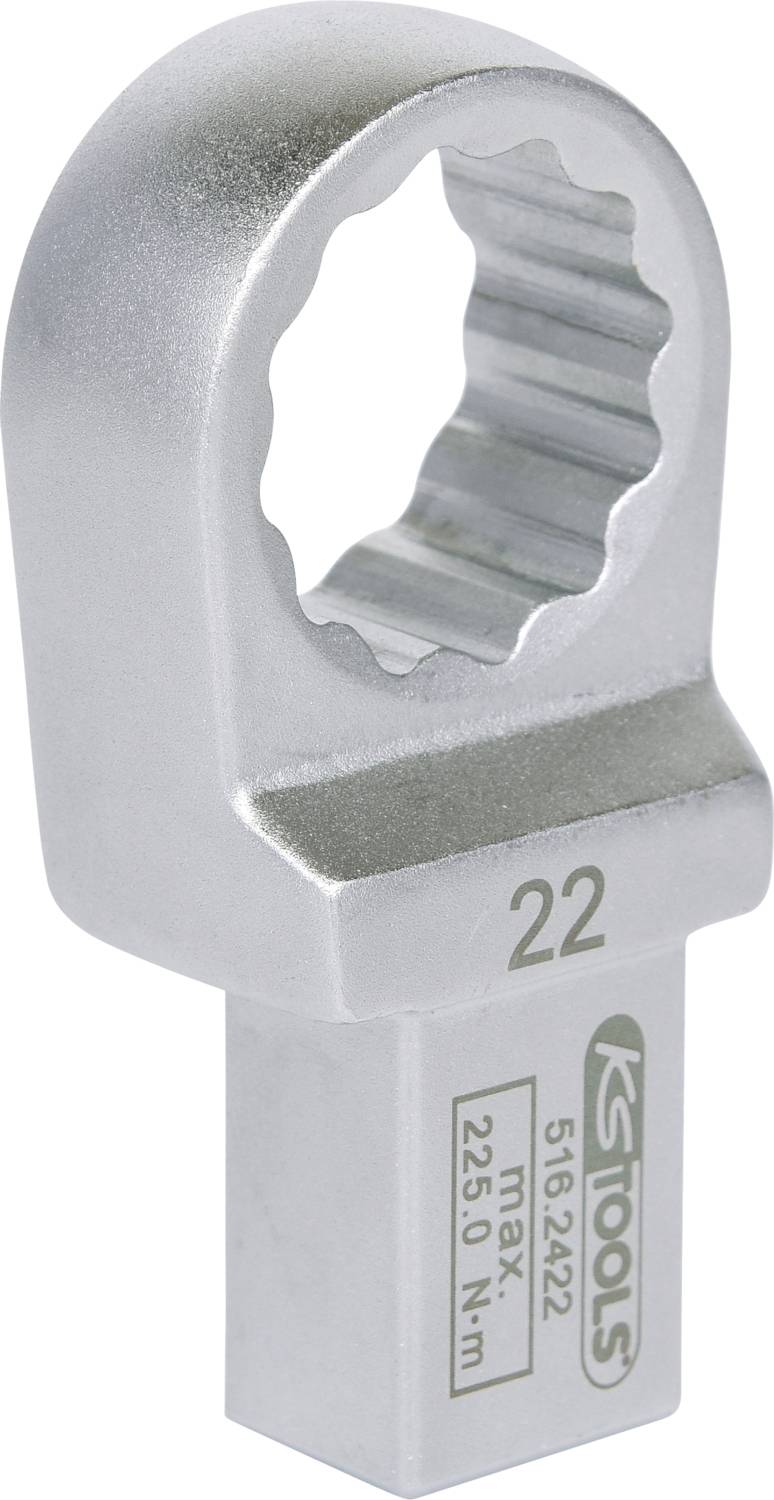 Silberner Ringmaulschlüssel mit 22 mm Rundung, geeignet für eine maximale Drehkraft von 225.0 Nm. Marke: KS Tools.