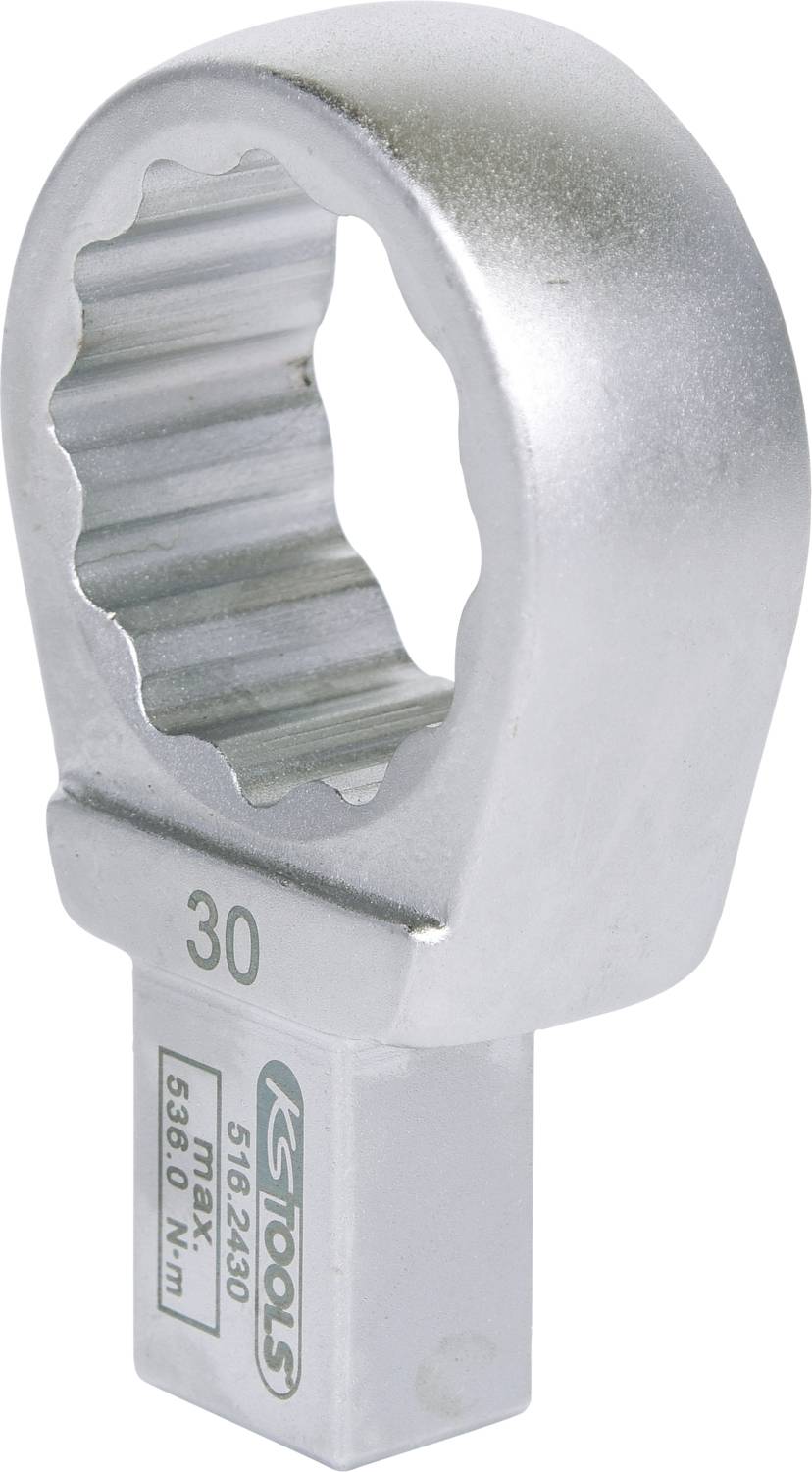Metallschraubenschlüsselaufsatz mit Rundöffnung und Gravur '30', geeignet für Schrauben und Muttern.