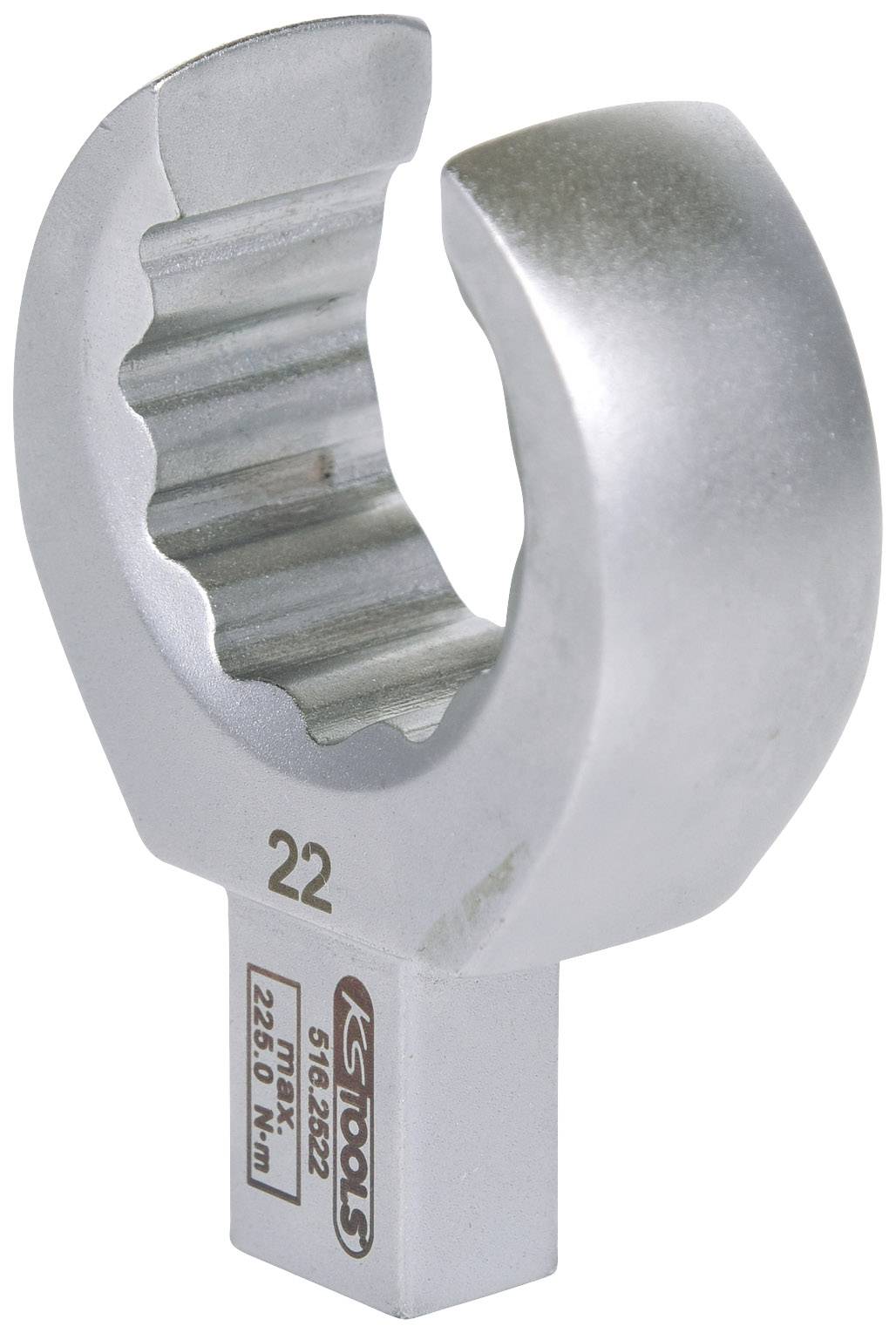 Offener Ringschlüssel, Größe 22 mm, silberfarben, für schwer zugängliche Schrauben oder Muttern, Markenname sichtbar auf Griff.