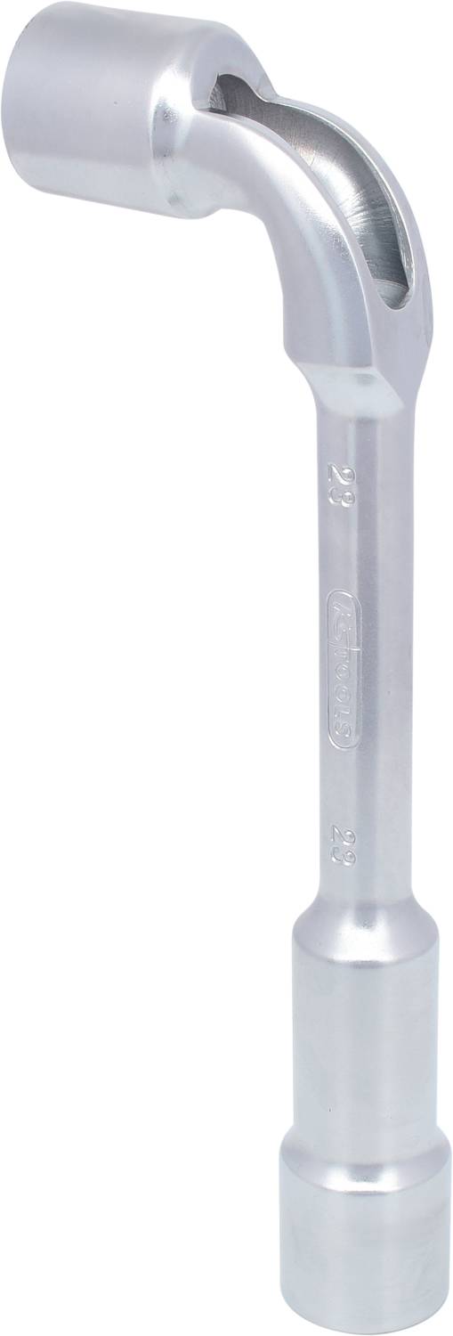 Metallischer Hohlraumtiefer Sechskantschlüssel, gebogene Form, silberfarben, verwendet für schwere Montagearbeiten oder Reifenwechsel.