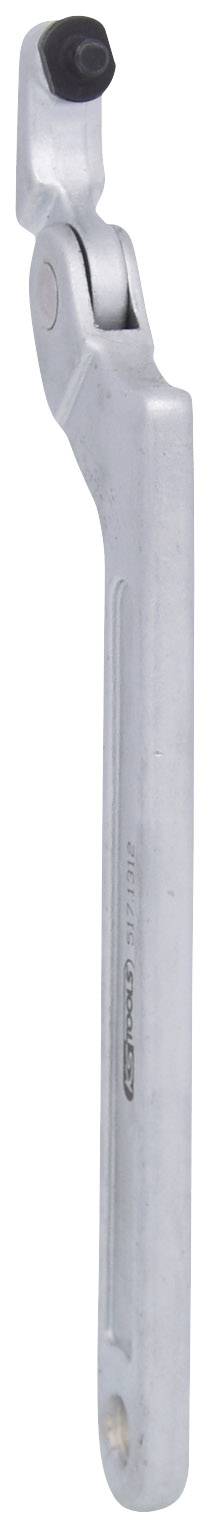 Ein silberfarbenes Fahrrad-Kurbelarm-Werkzeug mit einem verstellbaren Kopf zur Befestigung von Fahrradkurbeln.