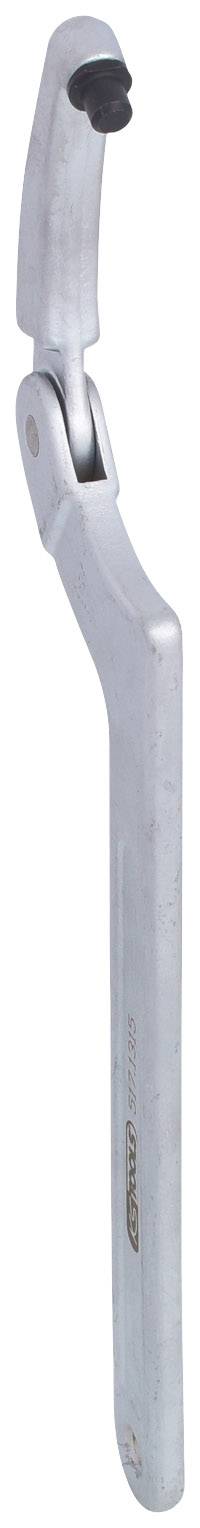 Metallschaber mit gebogenem Kopf und komfortablem Griff, ideal zum Entfernen von Farben und Rost von Oberflächen.