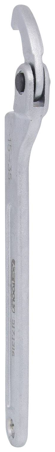 Ein silberner Einhandschlüssel mit verstellbarem Kopf, geeignet zum Justieren von Rohren oder Schrauben.