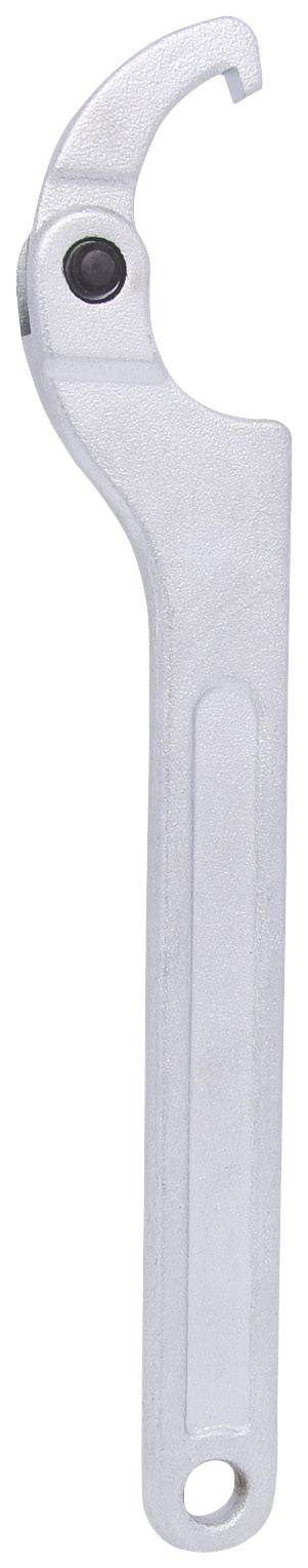 Ein silberner Hakenschlüssel mit langem Griff, geeignet zum Lösen oder Festziehen runder Muttern oder anderer Befestigungen.