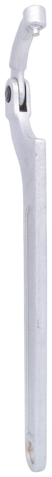 Ein silbernes Metallwerkzeug mit einem beweglichen, gebogenen Kopf oben. Es scheint ein Brechstangen- oder Hebelwerkzeug zu sein.