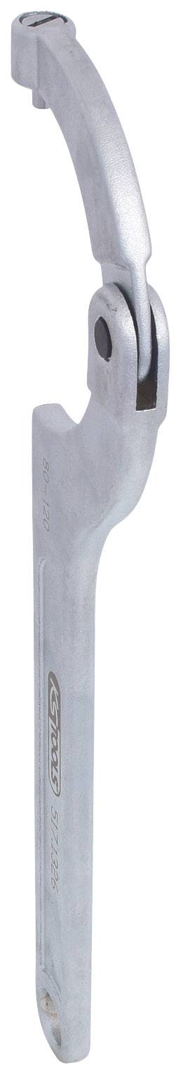 Ein silberner Drehmomentschlüssel mit einem beweglichen Kopf, geeignet zur genauen Anzugsmessung von Schraubenmuttern.