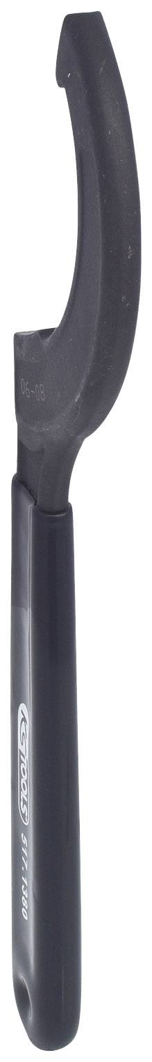 Schwarzer Gemüseschäler mit ergonomischem Griff, geeignet zum Schälen von Obst und Gemüse.