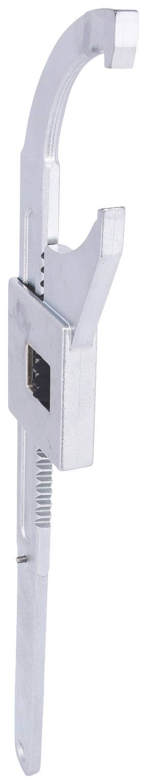 Eine silberne Rohrzange mit verstellbarem Kopf, geeignet zum Greifen und Drehen runder Objekte wie Rohre und Schrauben.