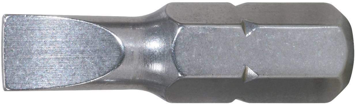 Flacher Schraubendreher-Bit aus Metall, seitliche Ansicht. Verwendet für einfache Schraubarbeiten.