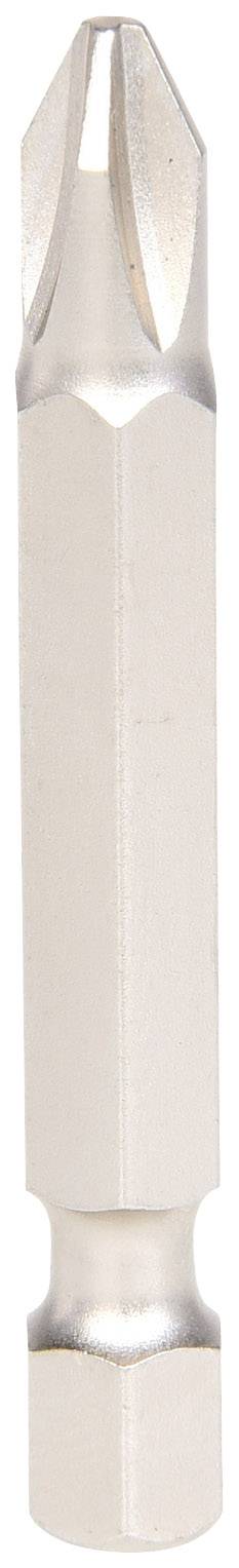 Metallischer Schraubendreherbit mit Kreuzschlitz, geeignet für Elektrowerkzeuge, vor weißem Hintergrund.