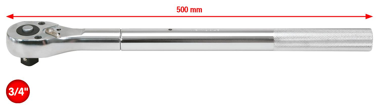Drehmomentschlüssel, 500 mm lang, mit 3/4-Zoll-Antrieb.