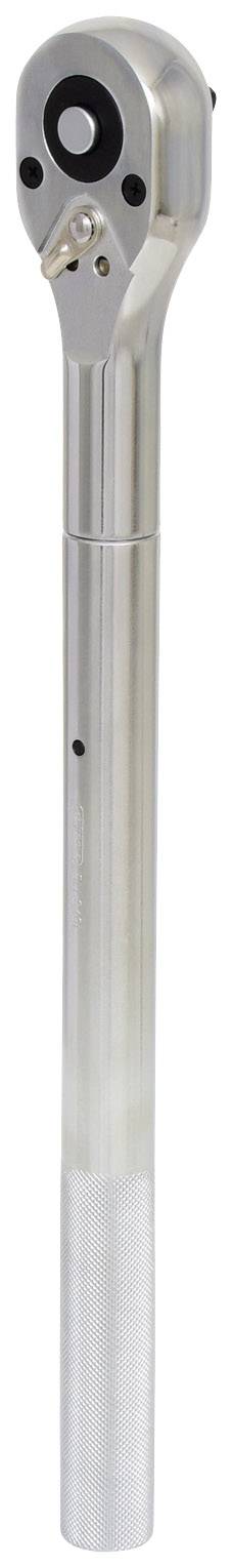 Drehmomentschlüssel mit langem Griff und Ratschenkopf, überwiegend aus Metall, eingesetzt für genaue Anzugsmomente bei Schrauben.