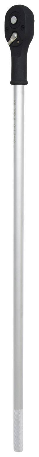 Ein langer, schlanker Metallhebel mit schwarzem Griff, vermutlich als Hebelwerkzeug für mechanische Zwecke verwendet.