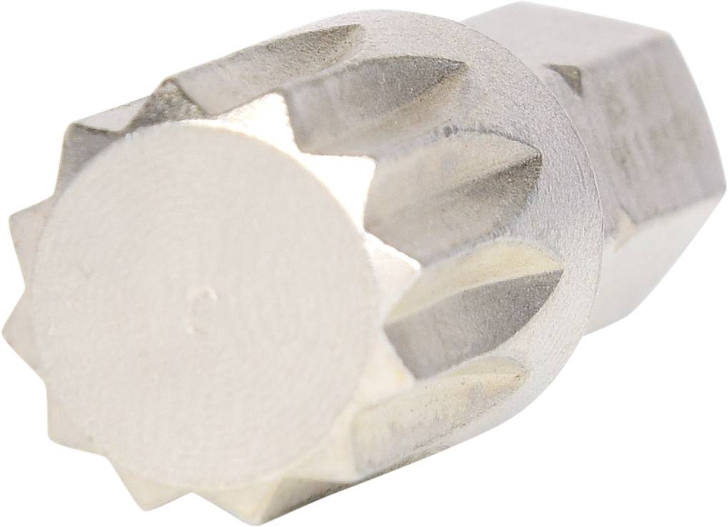 Ein silberner Metallbit mit gezacktem Ende, das für das Entfernen von Lamellen an Fahrradfreiläufen verwendet wird.