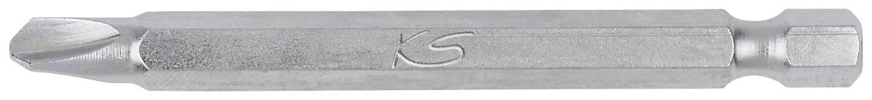 Kreuzschlitz-Bit aus Metall mit eingraviertem Symbol in der Mitte, verwendet für Schraubendreher zur Montage und Demontage.