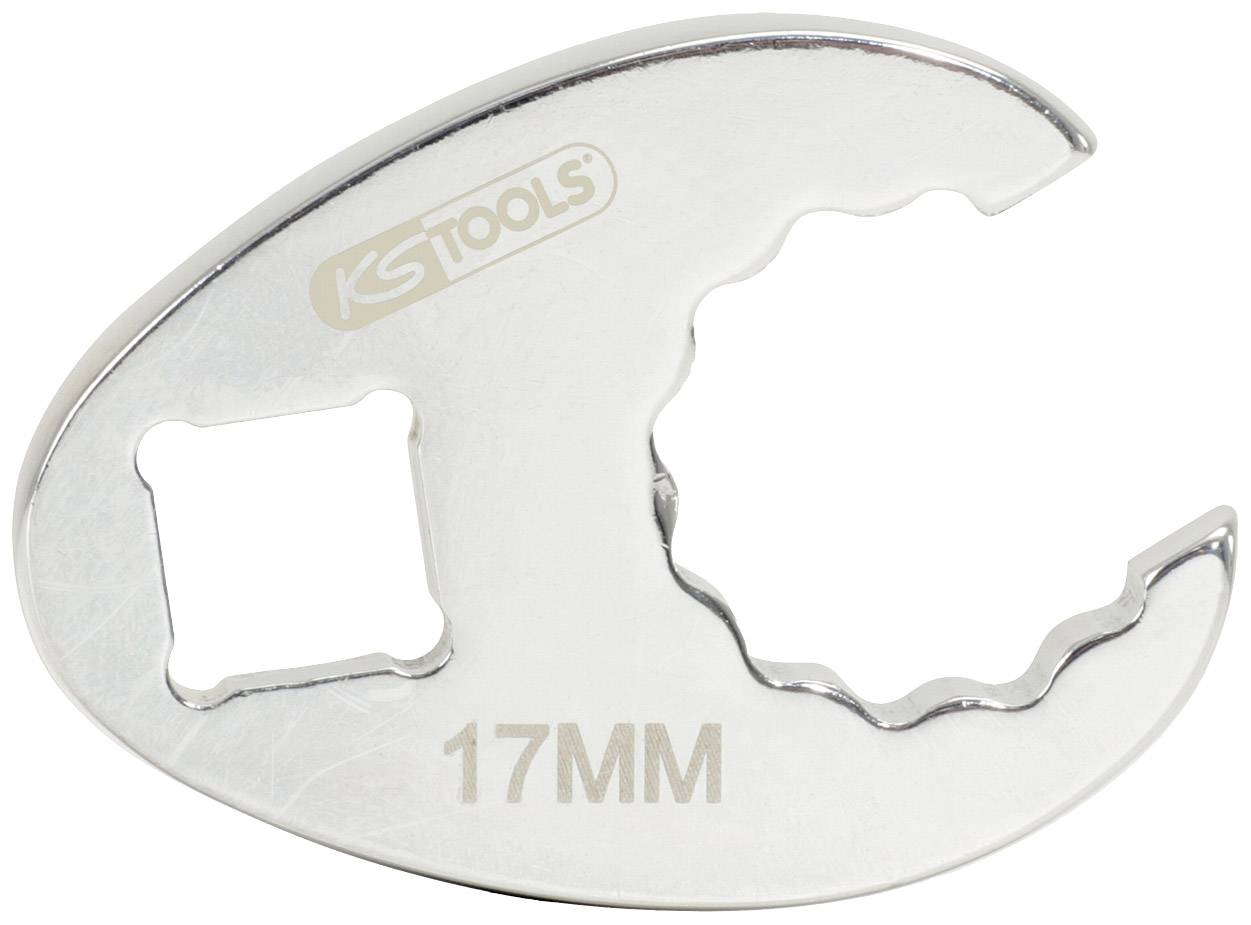 Schraubenschlüssel-Aufsatz aus Metall, oval geformt, mit der Gravur '17MM' und Marke 'KSTools', designed für eine 17mm Mutter.