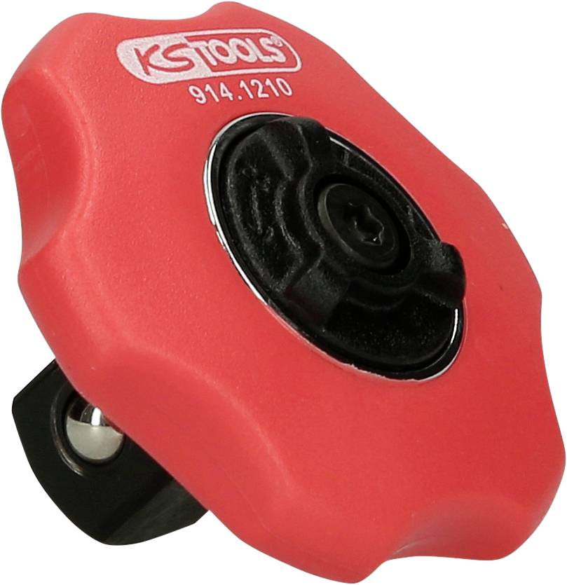 Rotes Werkzeug mit schwarzem Innenmechanismus, Aufdruck 'KS Tools 914.1210'. Wahrscheinlich zum Lösen oder Festziehen von Schrauben.