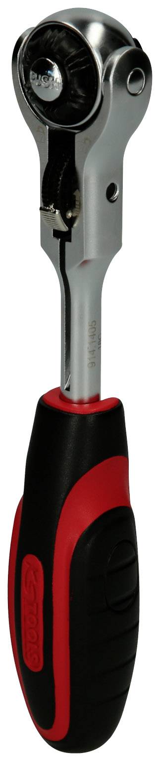 Steckschlüsselratsche mit ergonomischem Griff, schwarz-rot.