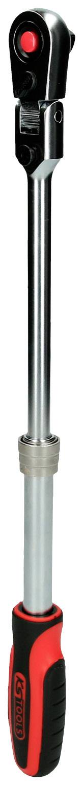 Ein silberner und schwarzer Ratschen-Schraubenschlüssel mit rotem Griff, ideal für mechanische Arbeiten und Reparaturen.