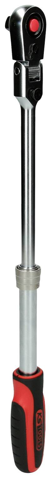 Drehmomentschlüssel mit schwarzem und rotem Griff, verwendet zum präzisen Anziehen von Schrauben, hat einen einstellbaren Kopf.