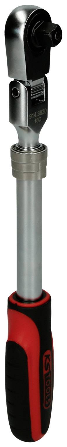 Ein verstellbarer Drehmomentschlüssel mit rotem und schwarzem Griff, geeignet für präzise Anzugsmomente bei Schraubverbindungen.