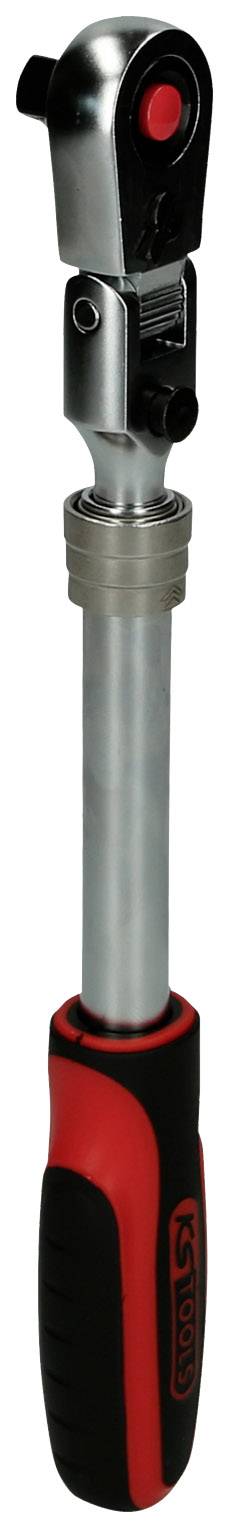 Drehmomentschlüssel mit verstellbarem Kopf und rotem Griff für präzises Anziehen von Schrauben und Muttern.