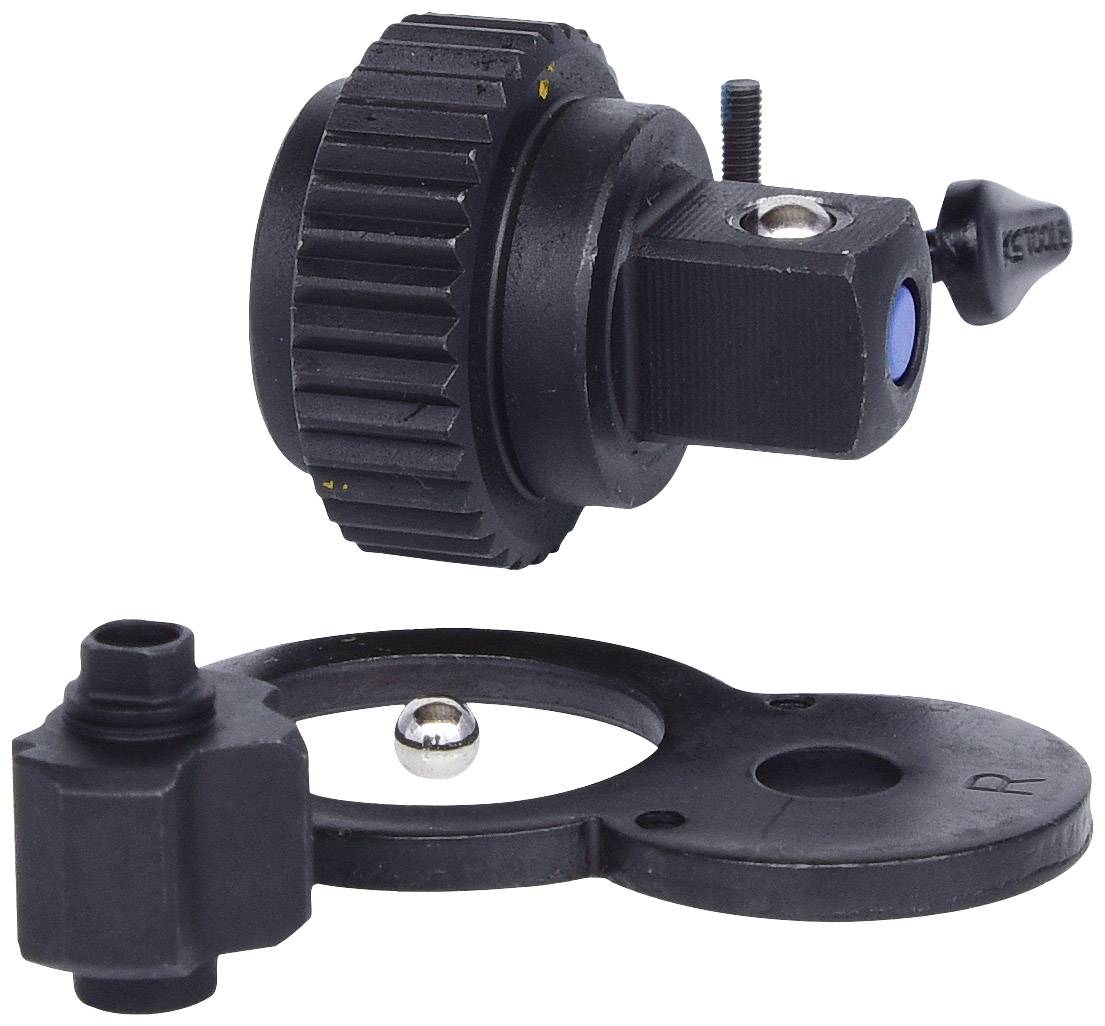 Ein schwarzes Kamera-Zubehörteil mit Zahnrad und Halterung, bestehend aus zwei Teilen, die zur Einstellung von Fokus oder Zoom verwendet werden.