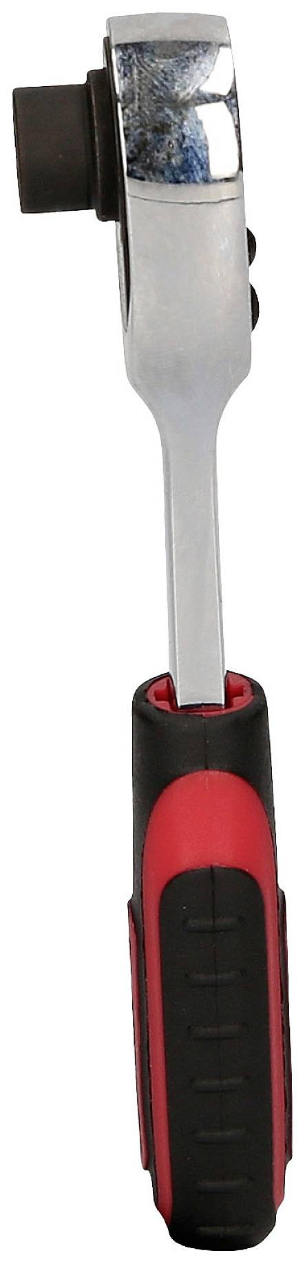 Ein Ratschen-Schlüssel mit einem roten und schwarzen Griff.