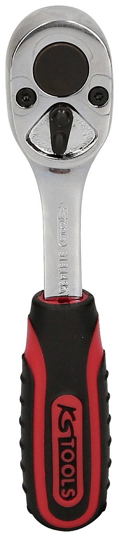 Ratsche mit schwarzem und rotem Griff.