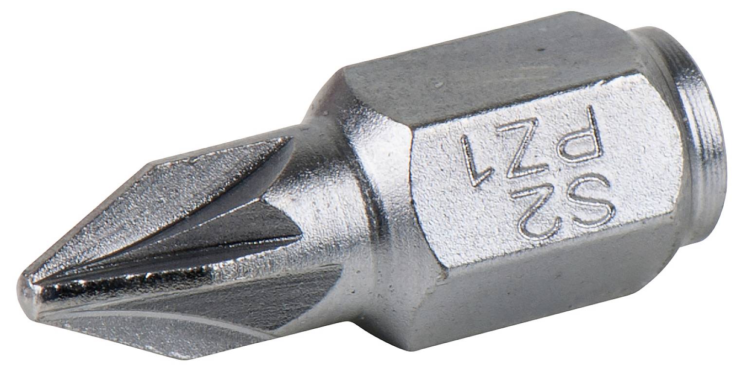 Kreuzschlitz-Bit aus Metall, graviert mit 'PZ1 S2', verwendet für Schraubendreher oder Bohren.