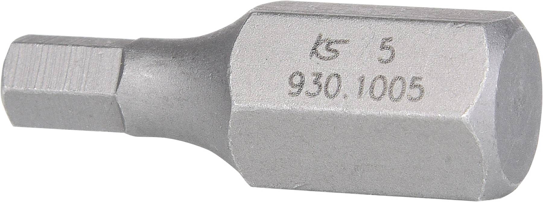 Metallisches Sechskant-Bit mit Gravur 'k5 5 930.1005', verwendet für Schraubarbeiten.