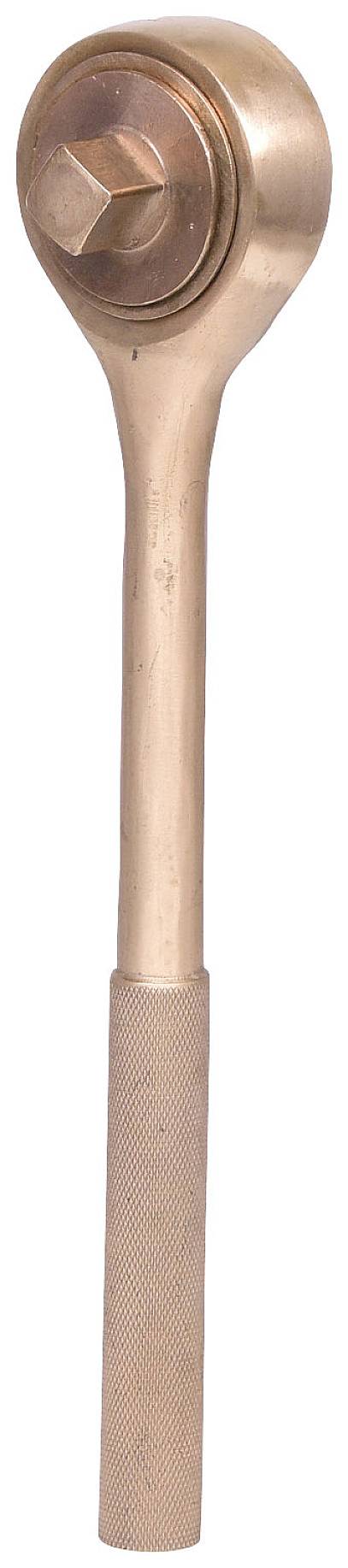 Ein einfacher Kupferschraubenschlüssel mit rundem Griff und quadratischem Antriebskopf für die Anwendung bei empfindlichen Materialien.