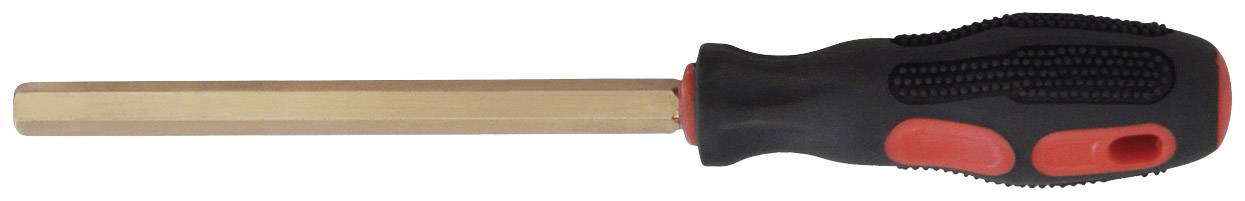 Ein Magnetschlitzschraubendreher mit einem schwarzen Griff und roten Akzenten liegt horizontal.